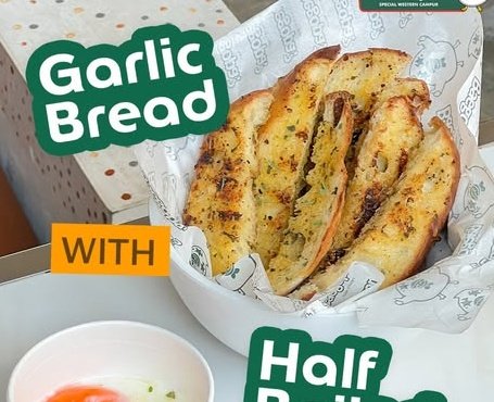 Garlic Bread with Half Boiled Egg